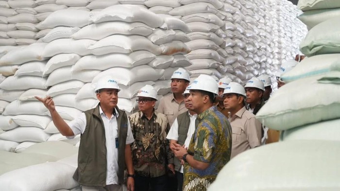 Anggota DPR RI Ade Jona mengecek ketersediaan stok beras Gudang Bulog Sumut di Medan (Dok. Gerindra Sumut)