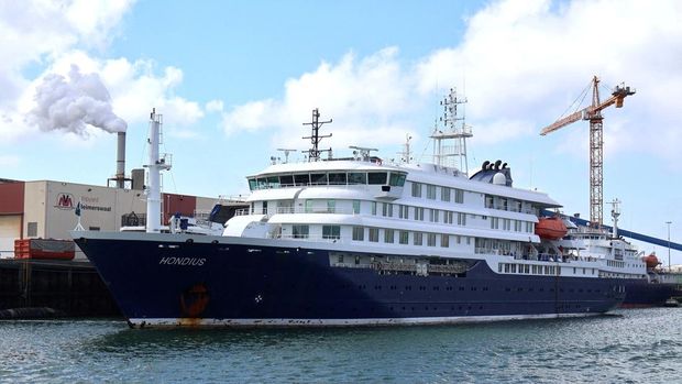 An archive image of the cruise ship Hondius, in Vlissingen, Netherlands May 17, 2025. The MV Hondius, a Netherlands-based cruise ship, was hit by a suspected outbreak of hantavirus, authorities and media reports said on May 3, 2026.  IMAGE OBTAINED BY REUTERS/Handout via REUTERS    THIS IMAGE HAS BEEN SUPPLIED BY A THIRD PARTY NO RESALES. NO ARCHIVES.       TPX IMAGES OF THE DAY       VERIFICATION: - Reuters confirmed the location from the shipyard, signage and fuel depot which matched file and satellite images.  - Coordinates of the shipyard: 51.461283930722175, 3.6998162498897433.  - The date when the pictures were taken was verified by original file metadata.
