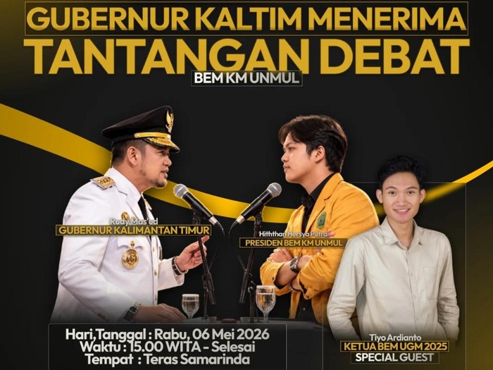 Beredar flyer Gubernur Kaltim terima tantangan debat dari mahasiswa. (Istimewa)