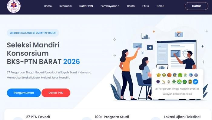 Tangkap layar laman SMMPTN-Barat 2026
