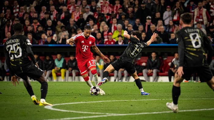 MUNICH, GERMANY - MAY 06: Michael Olise of FC Bayern Muenchen with the ball during the UEFA Champions League 2025/26 Semi Final Second Leg match between FC Bayern München and Paris Saint-Germain at Football Arena Munich on May 06, 2026 in Munich, Germany. (Photo by S. Mellar/FC Bayern via Getty Images)