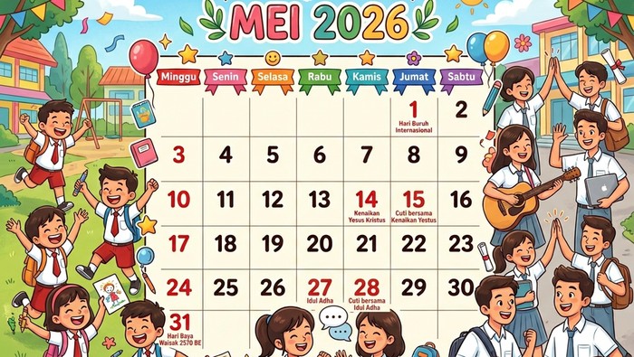 Jadwal Libur Sekolah Bulan Mei 2026, Ada 10 Tanggal Merah!