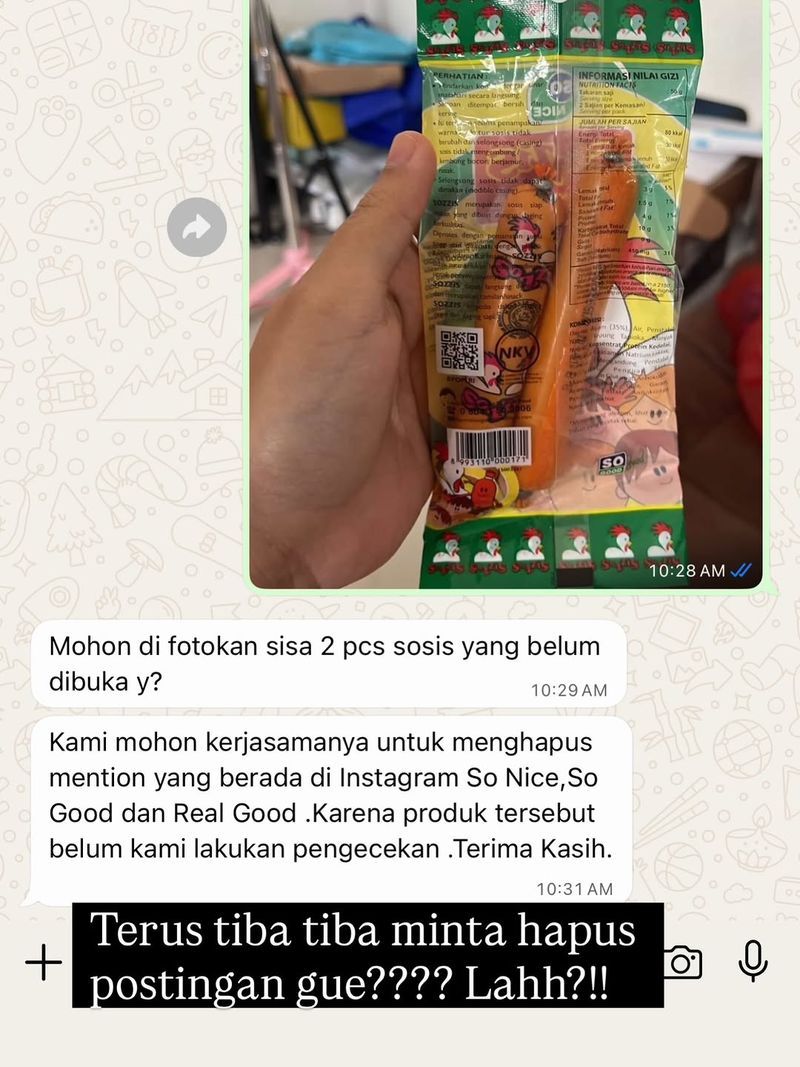Heboh Sosis Diduga Basi Beredar, Konsumen Ngaku 'Diteror' usai Komplain