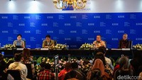 Konferensi Pers Komite Stabilitas Sistem Keuangan (KSSK) II 2026 digelar di kantor Otoritas Jasa Keuangan, Jakarta, Kamis (7/5/2026). Kegiatan ini dihadiri Menteri Keuangan Purbaya Yudhi Sadewa, Gubernur Bank Indonesia Perry Warjiyo, Ketua Dewan Komisioner OJK Friderica Widyasari Dewi, serta Ketua Lembaga Penjamin Simpanan Anggito Abimanyu.
