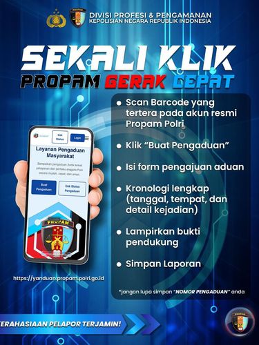 Divisi Propam Polri memaksimalkan layanan pengaduan online untuk masyarakat. (dok.istimewa)