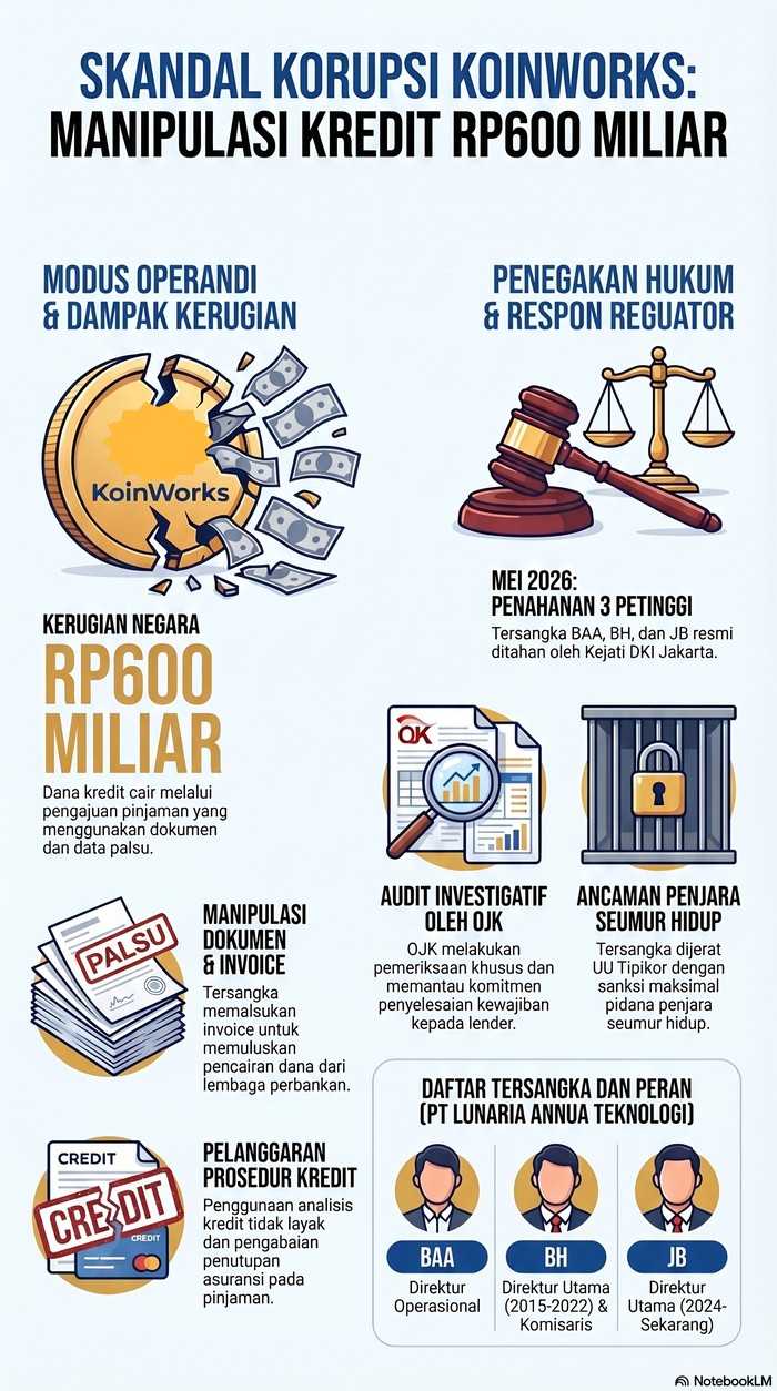 Kejaksaan Tinggi DKI menetapkan serta menahan 3 tersangka terkait dugaan korupsi penyaluran kredit yang diajukan perusahaan platform fintech, KoinWorks. (Dok istimewa).