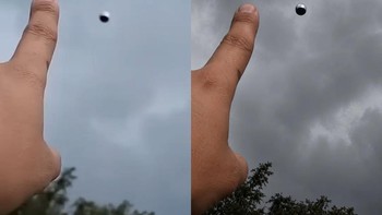 Rekaman objek bulat misterius di langit ini awalnya terlihat buram dalam kualitas 144P. Setelah dipoles AI menjadi 4K, bentuk metaliknya tampak jauh lebih jelas. Foto: TikTok