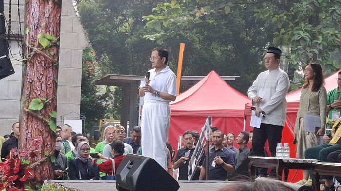 Menag Nasaruddin Umar dalam acara HUT ke-219 Keuskupan Agung Jakarta di Katedral Jakarta, Sabtu (9/5/2026).