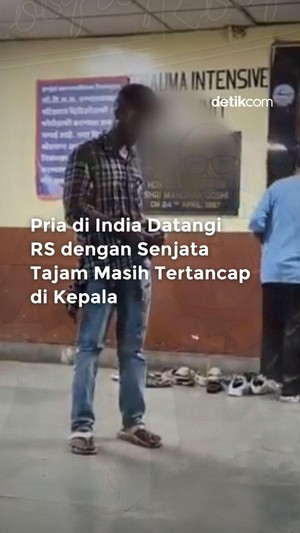 Video: Pria Ini Datangi RS dengan Senjata Tajam Menancap di Kepala