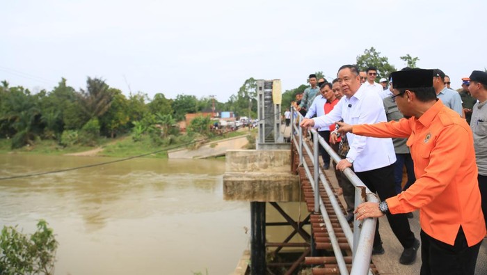Wagub Sumsel Cik Ujang meninjau jembatan ambruk di Muratara.