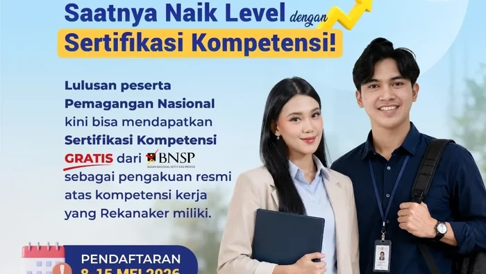 Alumni Pemagangan Nasional bisa ikut Sertifikasi Kompetensi BNSP gratis.