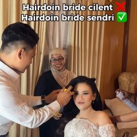 Viral Aksi Pengantin Pria Tata Rambut Pengantin Wanita di Hari Pernikahan