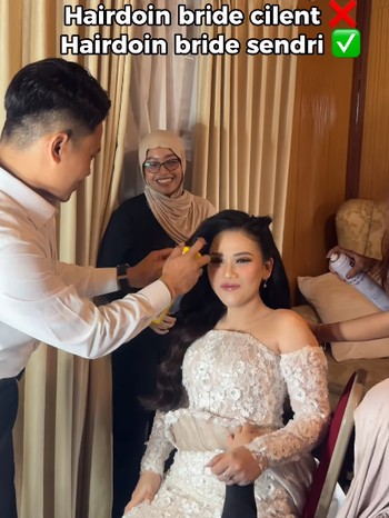 Viral Aksi Pengantin Pria Tata Rambut Pengantin Wanita di Hari Pernikahan