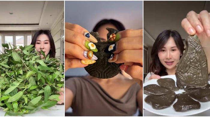 Daun kentut dan kue kentut. (Media sosial @sibungbung dan @onebitebigbite)