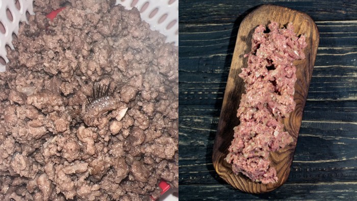 Ngeri! Pelanggan Temukan Benda Mirip Bulu Mata di Daging Cincang