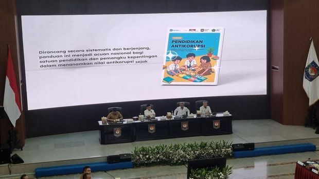 Peluncuran buku pendidikan antikorupsi di Kemendagri (Taufiq/detikcom)