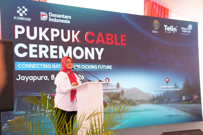 PT Telkom Indonesia (Persero) Tbk melalui PT Telekomunikasi Indonesia International (Telin), meresmikan Sistem Kabel Laut Pukpuk (Puk-Puk 1) hasil kolaborasi dengan PNG DataCo di Telkom Witel Jayapura, Papua, Jumat (8/5).