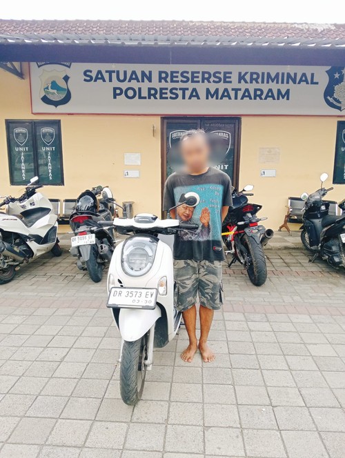 Polisi amankan pelaku pencurian motor di Mataram, NTB, Senin (12/5/2026). (Foto : Dok Polresta Mataram).