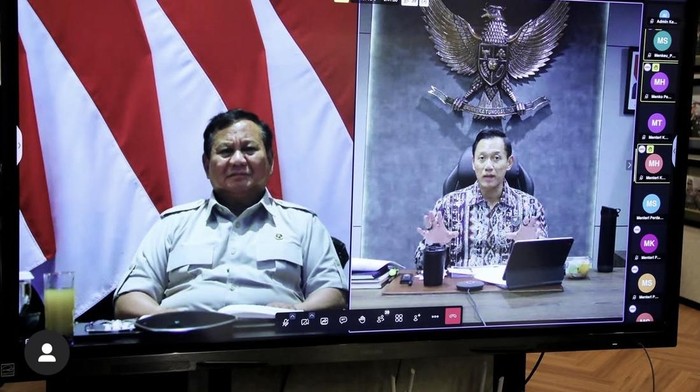 Rapat virtual Kabinet Merah Putih. (Dok. IG AHY)