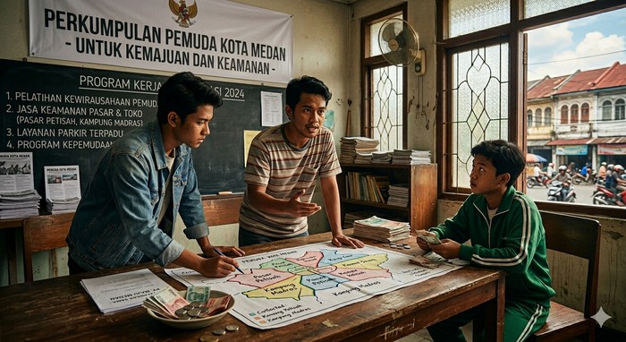 Ilustrasi tentang organisasi pemuda di Medan (Foto:  Gemini ai)