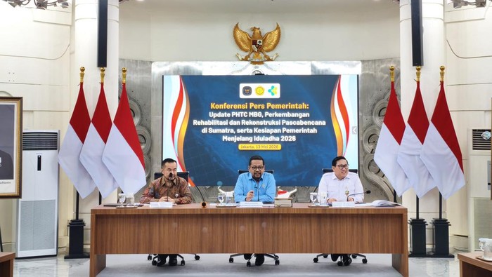Kepala Bakom, M Qodari, saat menggelar konferensi pers di kantornya, Jalan Veteran, Jakarta Pusat, Rabu (13/5/2026).