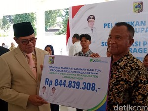 Dana JHT Rp 844 Juta untuk Para Kades yang Pensiun di Lombok Timur