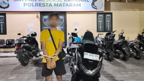 Pelaku curanmor ditahan di Mapolresta Mataram.