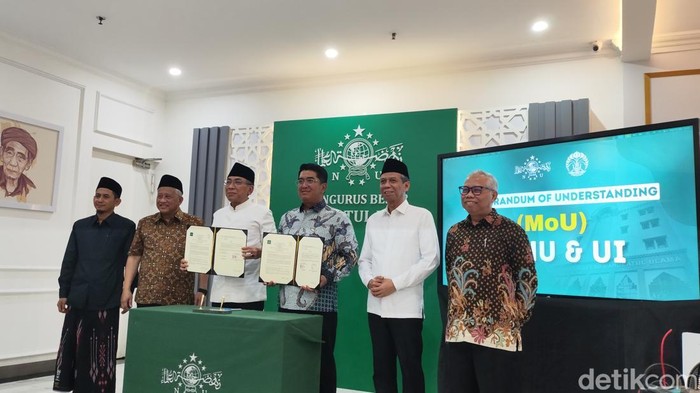 Penandatanganan MoU antara PBNU dan UI di Gedung PBNU, Jakarta Pusat, Rabu (13/5/2026).
