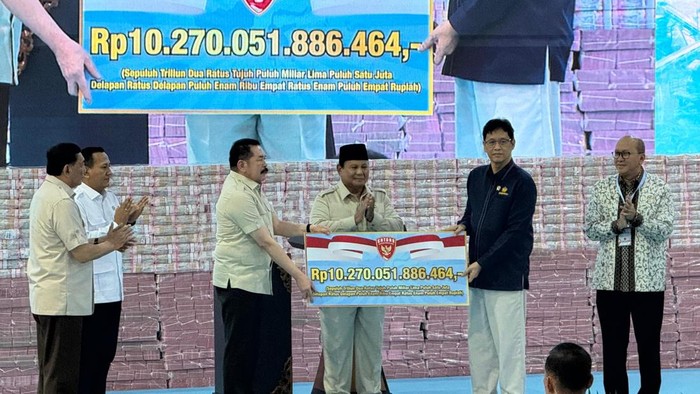 Penyerahan Uang Rampasan dari Satgas PKH Rp 10,2 T