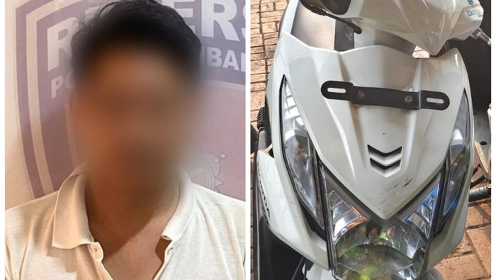 Tampang satu orang pelaku pencurian motor di Jakbar ditangkap.