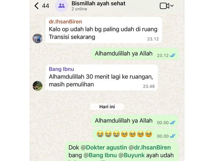 Alhamdulillah... Operasi Usus Buntu Ayah Aldi Taher Berjalan Lancar