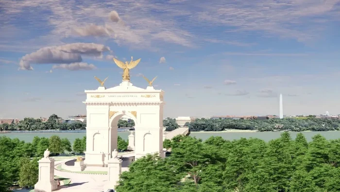 Bentuk bangunan Triumphal Arc di Washington, Amerika Serikat