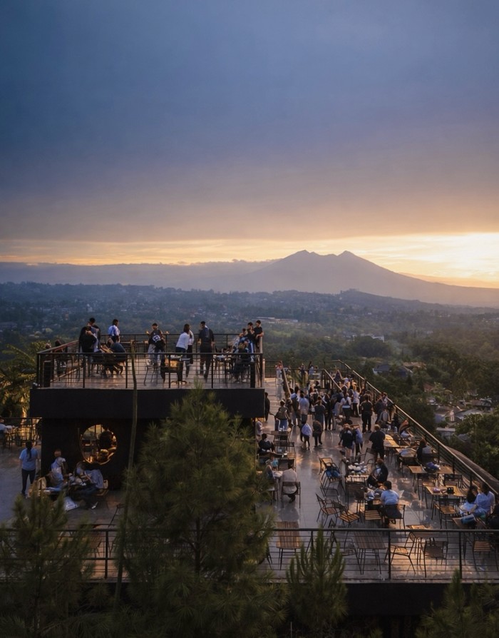 Healing Tipis-tipis! Ini 10 Kafe View Pegunungan Terbaik di Puncak