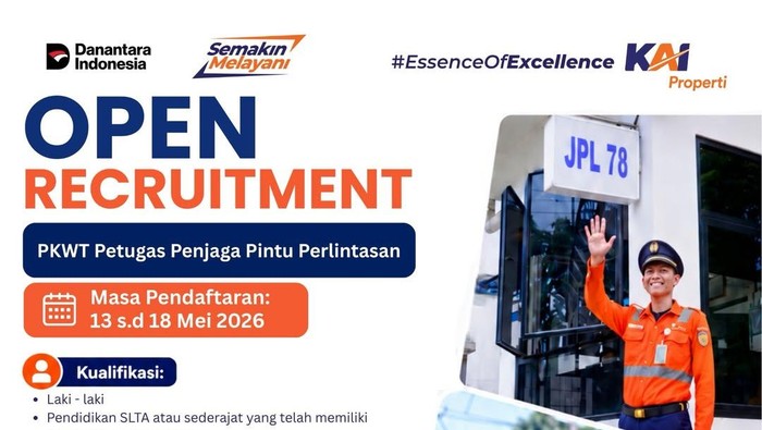 Lowongan kerja Petugas Penjaga Pintu Perlintasan Kereta.