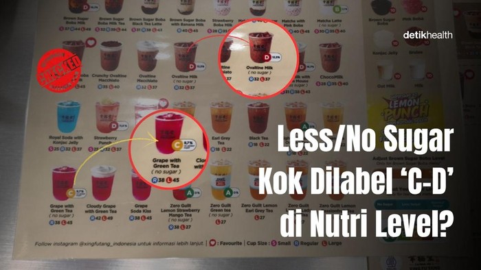 Minuman less sugar masuk kategori C-D di Nutri Level