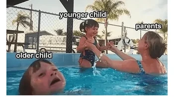 Anak tengahnya ketinggalan di rumah. Foto: theChive