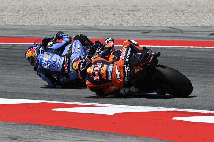 BARCELONA, SPAIN - MAY 16: Pedro Acosta of Spain riding the Red Bull KTM Factory Racing bike (37) during the Sprint ahead of the MotoGP of  Catalonia at Circuit de Barcelona-Catalunya on May 16, 2026 in Barcelona, Spain. (Photo by Gold & Goose Photog
