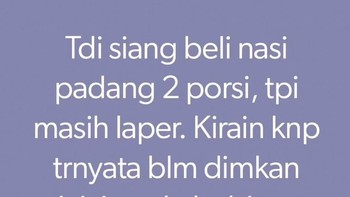 Beli nasi Padang dua porsi tapi masih lapar? Plot twist khas bapak-bapak ini sukses bikin netizen ngakak sampai keselek. Foto: instagram/@giladiskonn/