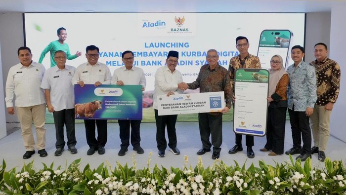 PT Bank Aladin Syariah Tbk bersama Badan Amil Zakat Nasional (BAZNAS) Republik Indonesia meluncurkan layanan pembayaran kurban digital melalui fitur Ala Berbagi. Dengan begitu, masyarakat bisa menunaikan ibadah kurban yang berkah secara lebih praktis