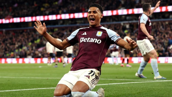 BIRMINGHAM, ENGLAND - MAY 15: Ollie Watkins of Aston Villa celebrates scoring his teams third goal during the Premier League match between Aston Villa and Liverpool at Villa Park on May 15, 2026 in Birmingham, England. (Photo by Neville Williams/Aston Villa FC via Getty Images)