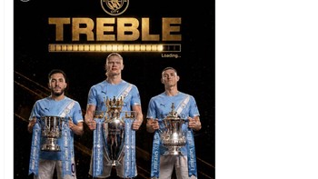 Manchester City berpotensi meraih treble domestik setelah menang Carabao Cup dan FA Cup. Foto: X.com