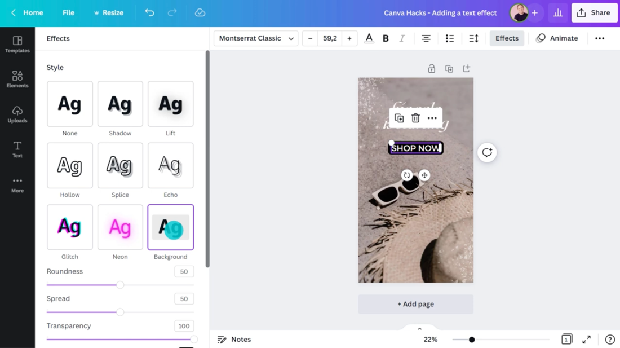 Editing di Canva Editing di Canva