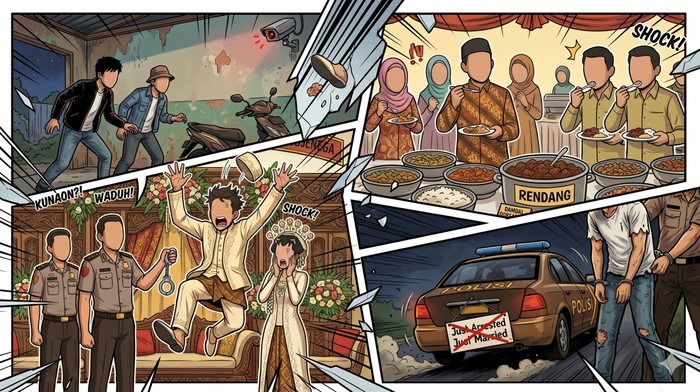 Ilustrasi Komik Pengantin Curi Motor
