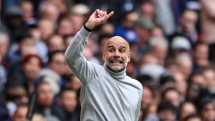 LONDON, ENGLAND - MAY 16: Head Coach Pep Guardiola of Manchester City during the Emirates FA Cup Final match between Chelsea and Manchester City on May 16, 2026 in London, England. (Photo by Robin Jones/Getty Images)