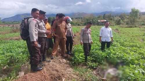 Siswa SMK berinisial TGH ditemukan tewas di area persawahan perbatasan Desa Tambe dah Rasabou, Kecamatan Bolo, Kabupaten Bima, NTB, Senin (18/5/2026). (Foto: Dok. Istimewa)