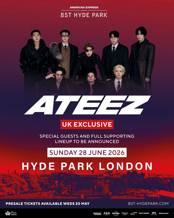 ATEEZ tampil di BST Hyde Park 2026.