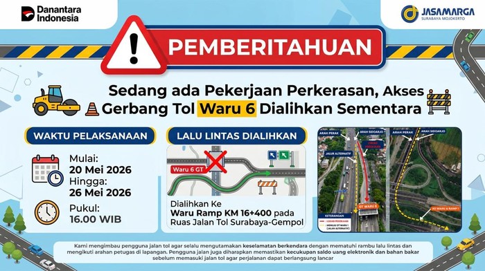 Gerbang Tol Waru 6 diperbaiki hingga pekan depan