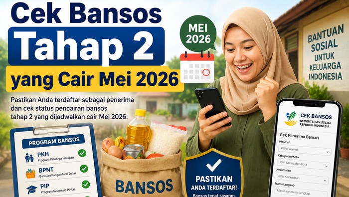 Ilustrasi cek bansos tahap 2 yang cair Mei 2026