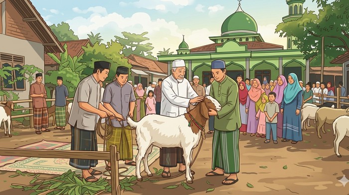 Ilustrasi hewan kurban. (Gemini AI)
