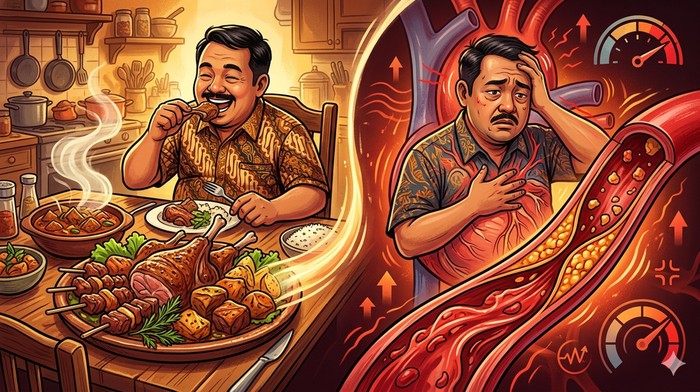 Ilustrasi tekanan darah naik setelah makan daging kambing.